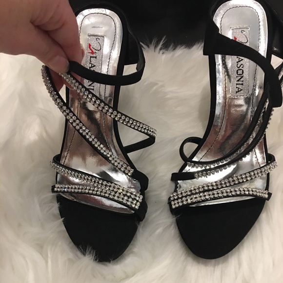 Lasonia High Heels Black w/Rhinestone - Picture 5 of 14